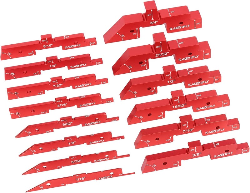 KAGYIFLY Setup Blocks Woodworking, 14pcs Aluminum Setup Blocks Height Gauge Set for Router Table Saw and Angle Measure Set up (Each Setup Bars has Different Thickness) - Image 1